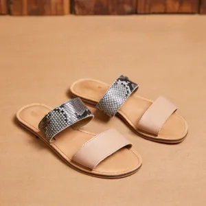 Kingsley Heath 2 Strap Mule Sandal Snake/Tan/Brass/Tan