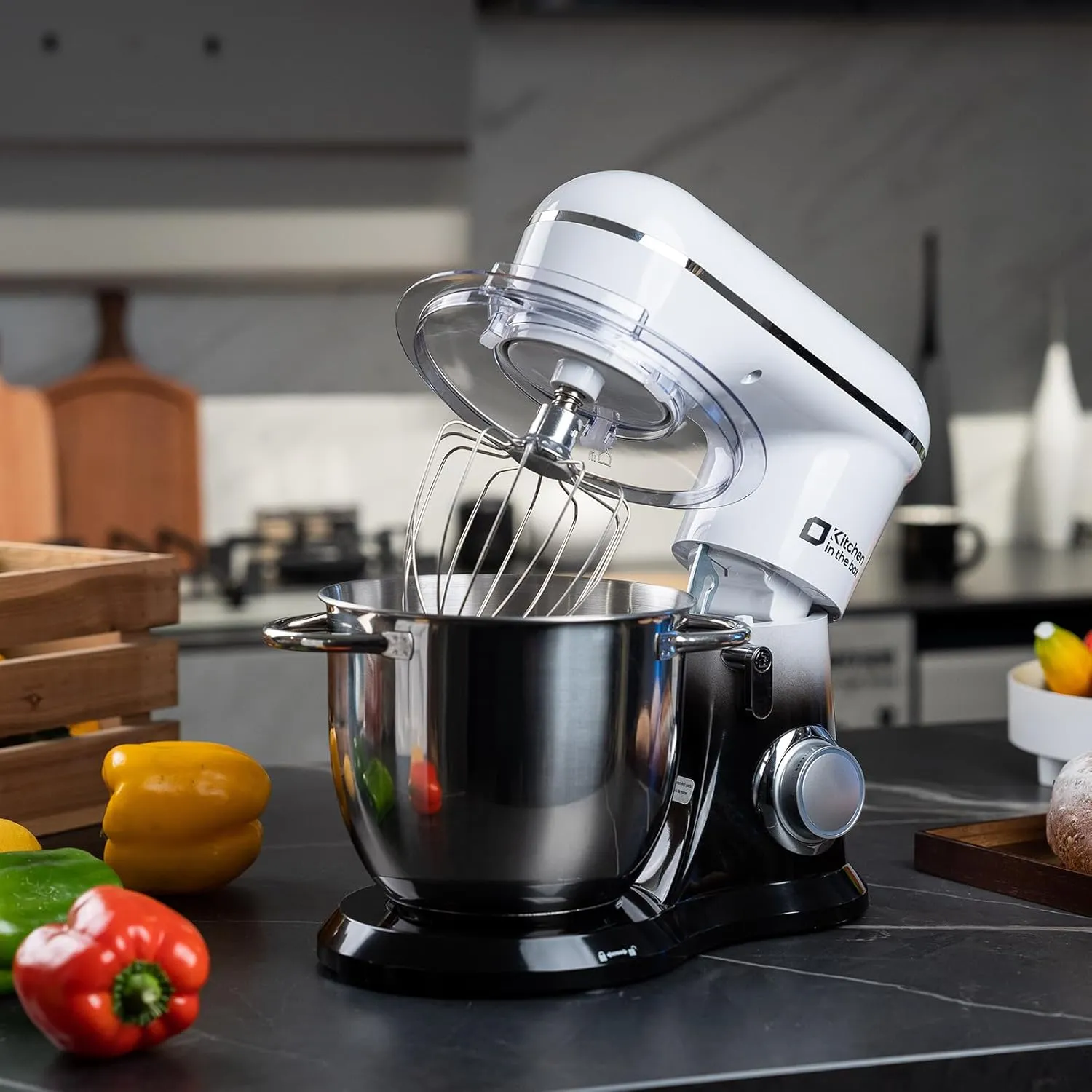 Kitchen in the box Stand Mixer, 5QT   4.5QT Two bowls Electric Food Mixer, 10 Speeds Kitchen Mixer for Daily Use with Egg Whisk,Dough Hook,Flat Beater (Gradient Black, 5QT)