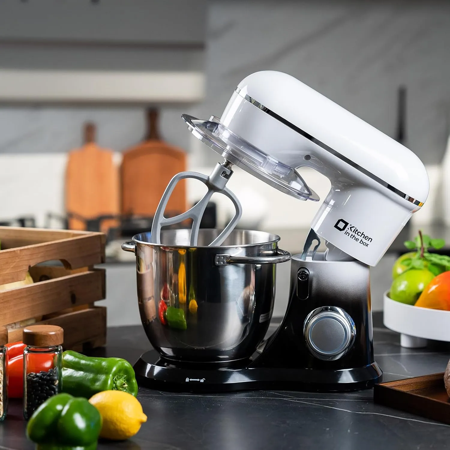 Kitchen in the box Stand Mixer, 5QT   4.5QT Two bowls Electric Food Mixer, 10 Speeds Kitchen Mixer for Daily Use with Egg Whisk,Dough Hook,Flat Beater (Gradient Black, 5QT)