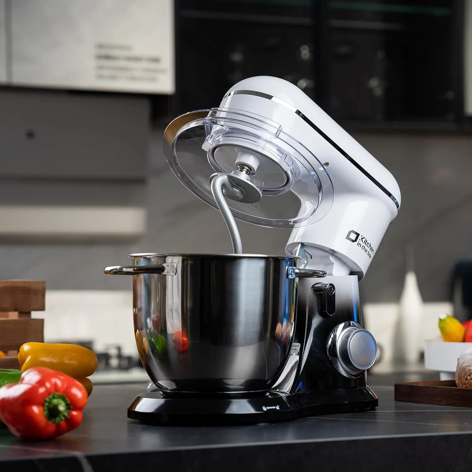 Kitchen in the box Stand Mixer, 5QT   4.5QT Two bowls Electric Food Mixer, 10 Speeds Kitchen Mixer for Daily Use with Egg Whisk,Dough Hook,Flat Beater (Gradient Black, 5QT)