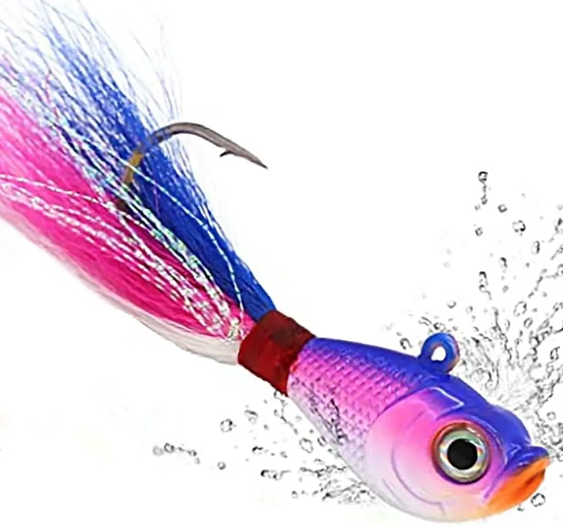 kmucutie 5 pcs deer tail hair bucktail Jigs saltwater or freshwater bait,for bass flounder fluke striper fishing lure
