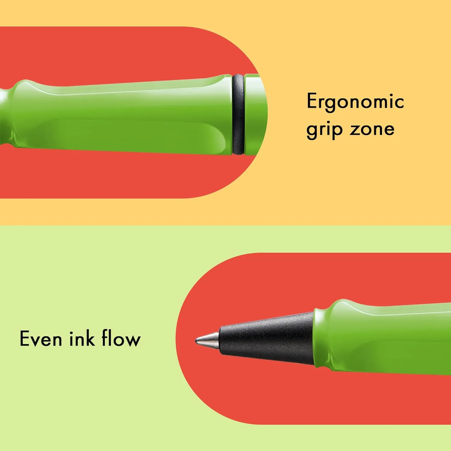 LAMY Safari Green - Rollerball Pen with Ergonomic Grip and Medium Line Width - Comfortable Long Writing - Made of Durable ASA Plastic - Medium Rollerball Refill, 63" Blue