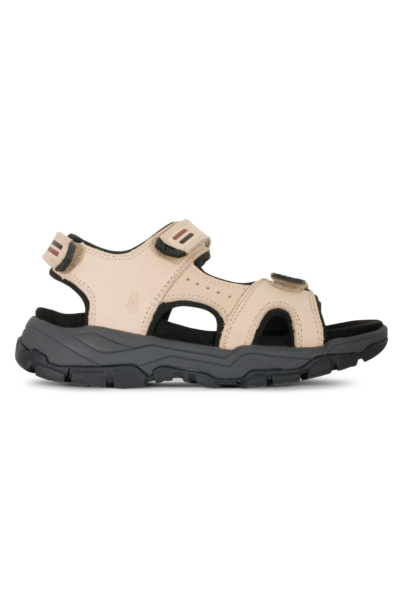Leather Sandal with 3 velcro straps | LATTE | TREKKER AB