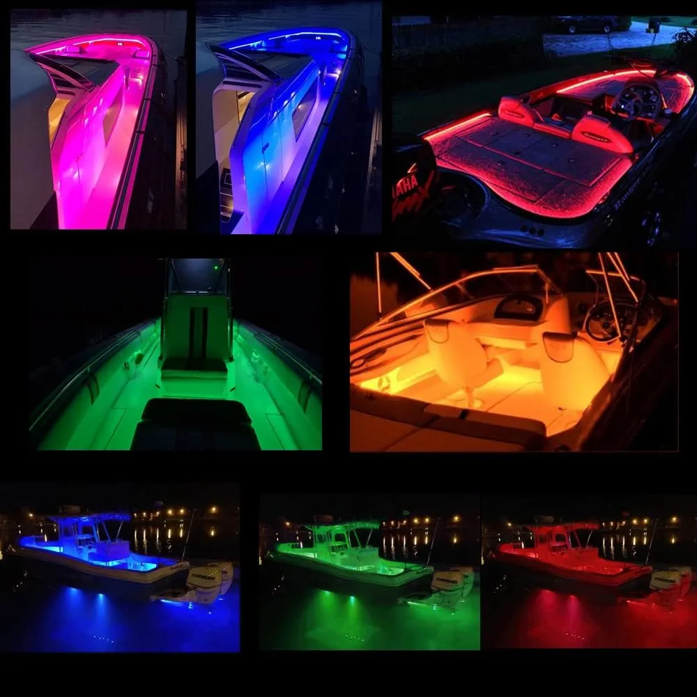 LED Boat Strip Lights, 66FT Multi-Color Marine Pontoon Led Lights, Waterproof Boat Interior Light, Under Gunnel Lights, Boat Deck Light, Night Fishing Lights for Pontoon Fishing Bass Yacht