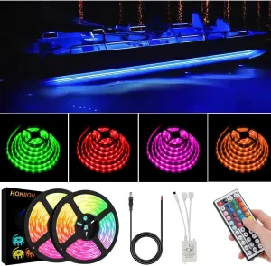 LED Boat Strip Lights, 66FT Multi-Color Marine Pontoon Led Lights, Waterproof Boat Interior Light, Under Gunnel Lights, Boat Deck Light, Night Fishing Lights for Pontoon Fishing Bass Yacht