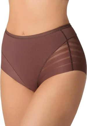 Leonisa Invisible High Waisted Tummy Control Stripe Lace Underwear - Shapewear Panties for Women