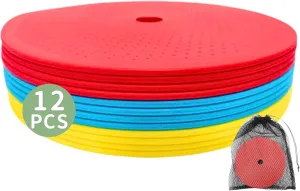 LEZER 6 Inch 8 Inch Flat Cones, Spot Markers, Soccer Cones, Field Court Markers, Sit Spots, Flat Discs, Soccer Training Equipment, Agility Practice, Football, Made in Taiwan