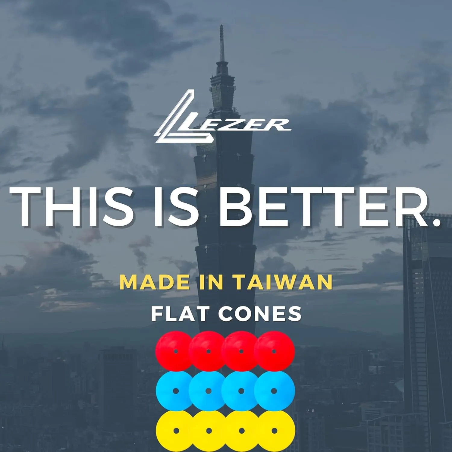 LEZER 6 Inch 8 Inch Flat Cones, Spot Markers, Soccer Cones, Field Court Markers, Sit Spots, Flat Discs, Soccer Training Equipment, Agility Practice, Football, Made in Taiwan
