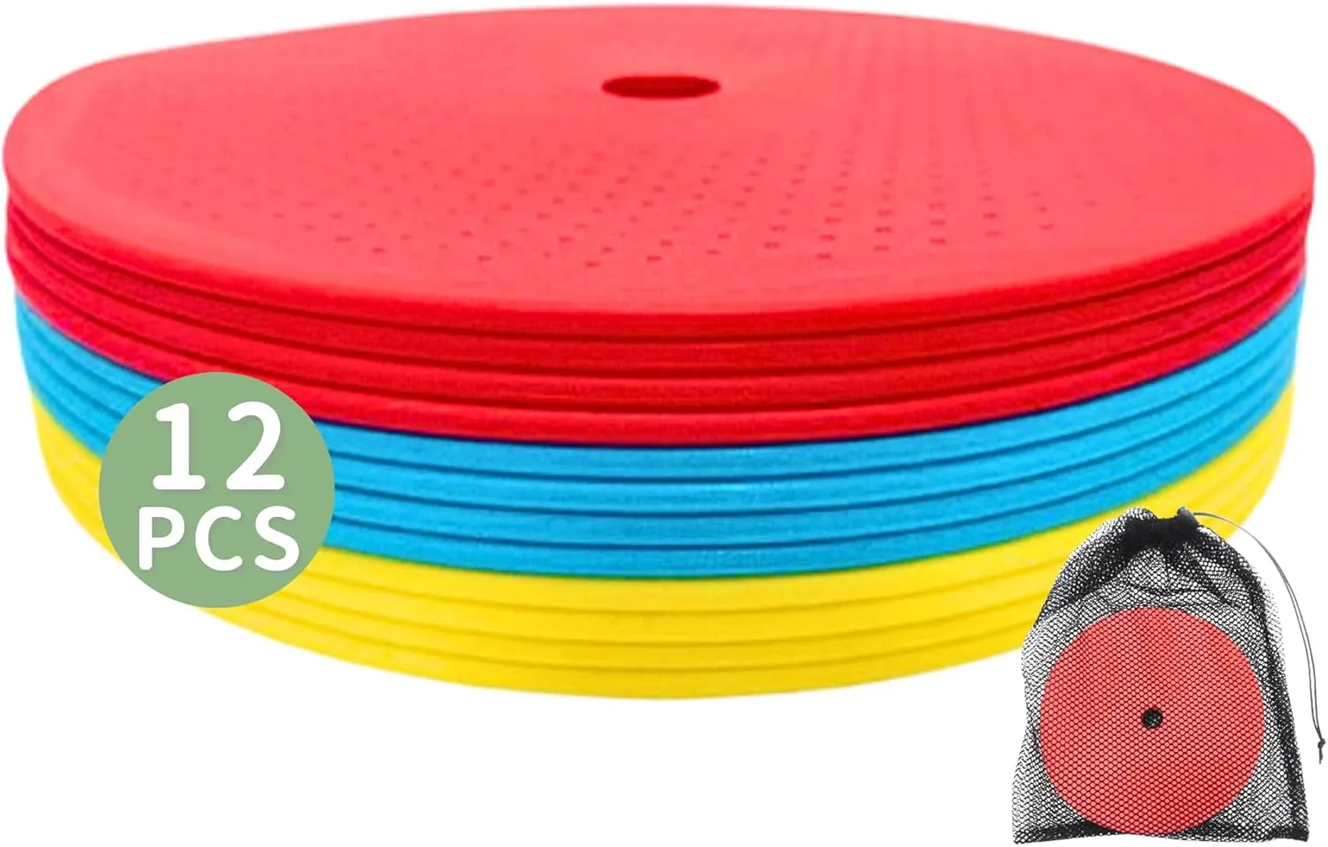 LEZER 6 Inch 8 Inch Flat Cones, Spot Markers, Soccer Cones, Field Court Markers, Sit Spots, Flat Discs, Soccer Training Equipment, Agility Practice, Football, Made in Taiwan