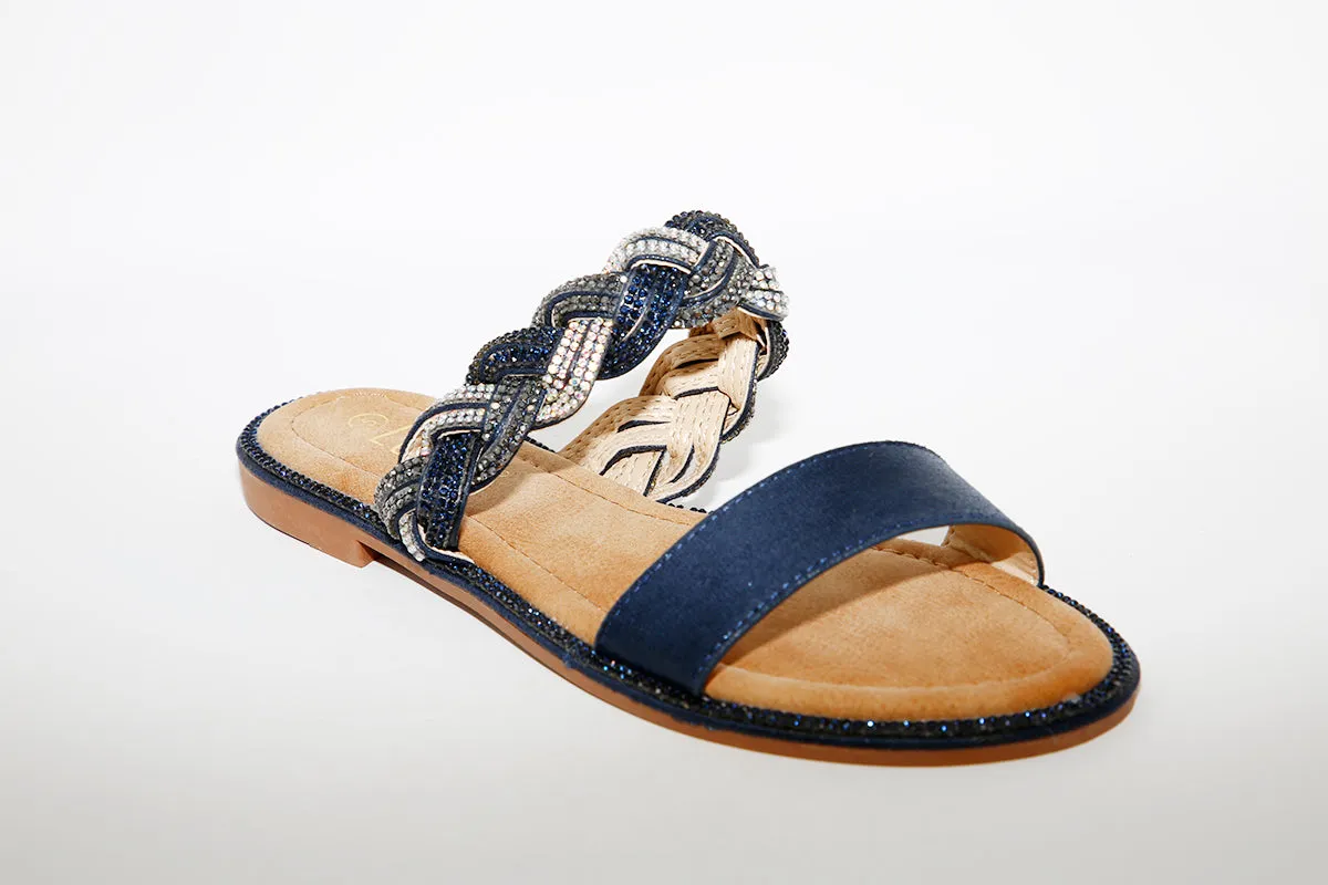 LOTUS - JOSIE FLAT MULE - NAVY