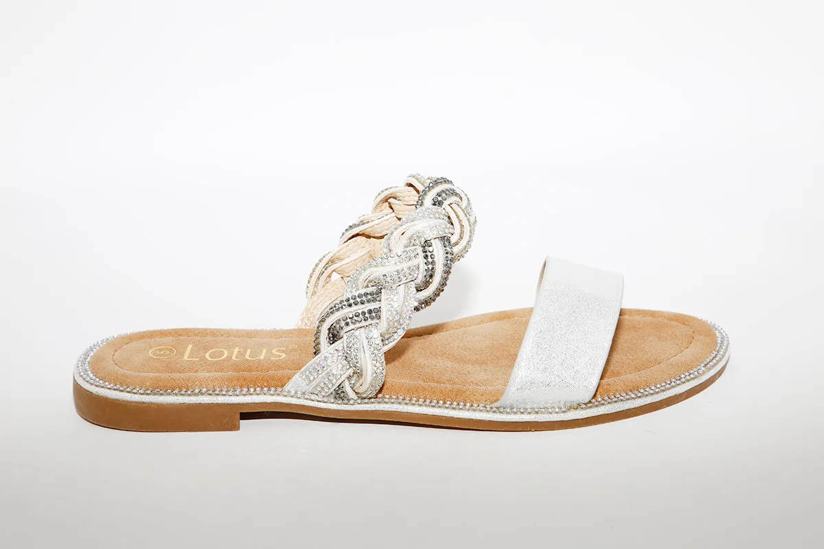 LOTUS - JOSIE FLAT MULE - SILVER