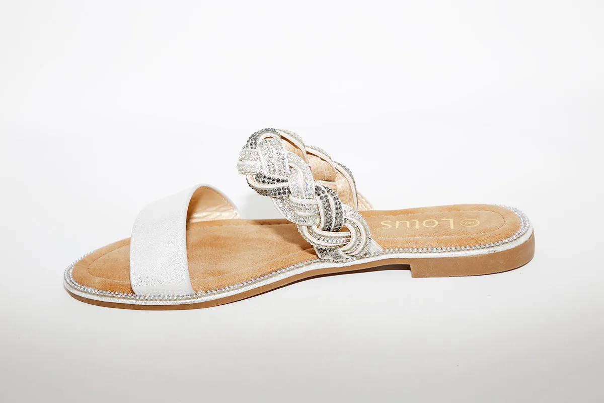 LOTUS - JOSIE FLAT MULE - SILVER