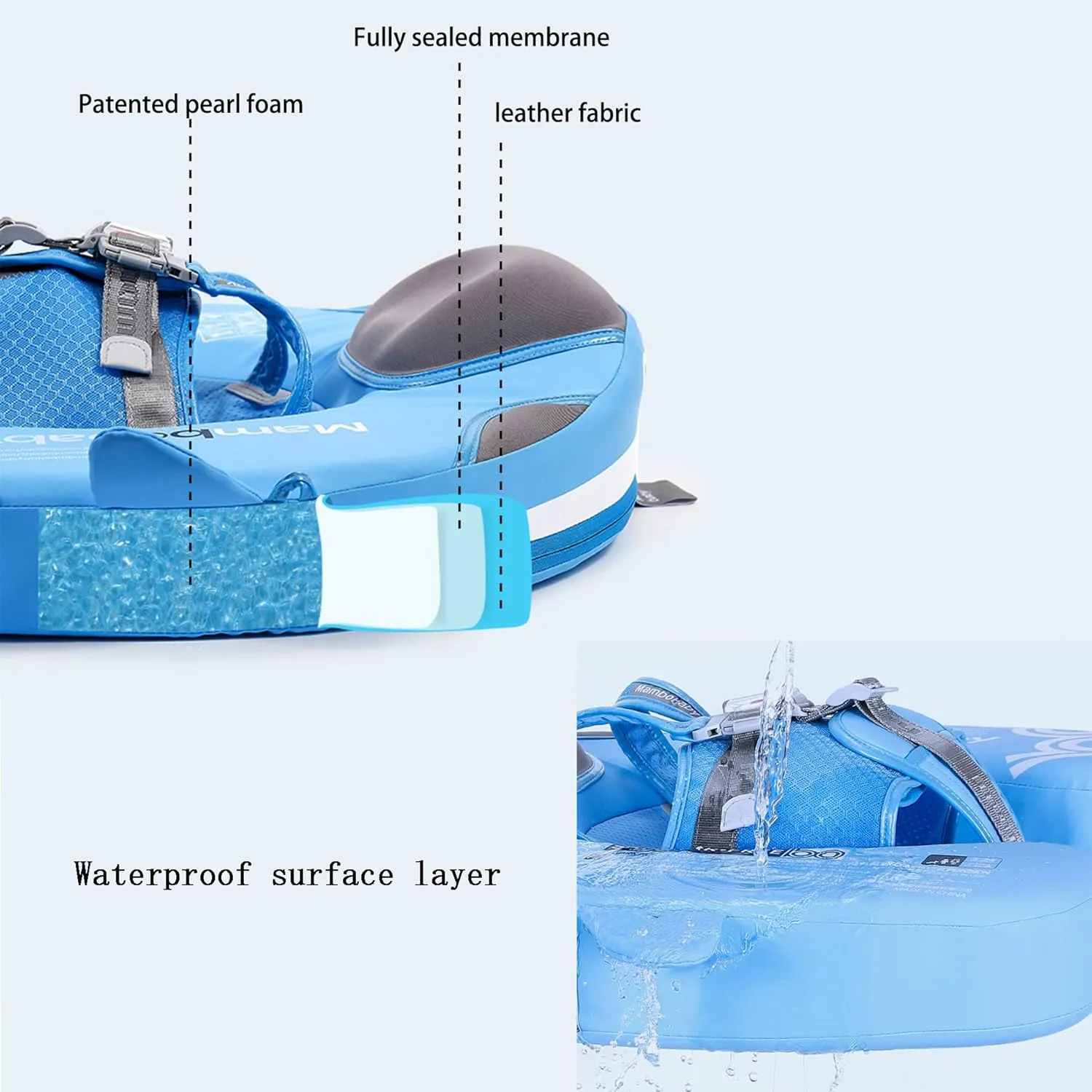 Mambobaby Floats with Canopy &Tail, Non-Inflatable Baby Float for Pool Add Tail Avoid Flip Swim Trainer Baby Floats for Toddler Boys Girls(Narwhal-Pink)