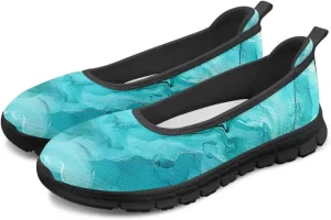 Marble Pattern Shoes for Women Slip On Loafer Flats Mesh Walking Shoes for Nurse Work Ballet Comfortable Lightweight Casual Shoes