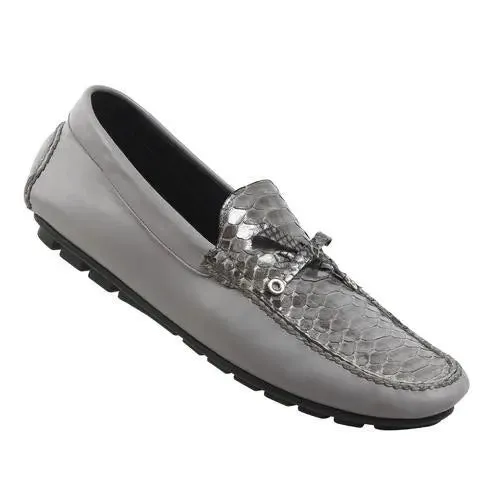 Mauri 3108/1 Maculated Grey Genuine Python/Nappa Loafer Shoes
