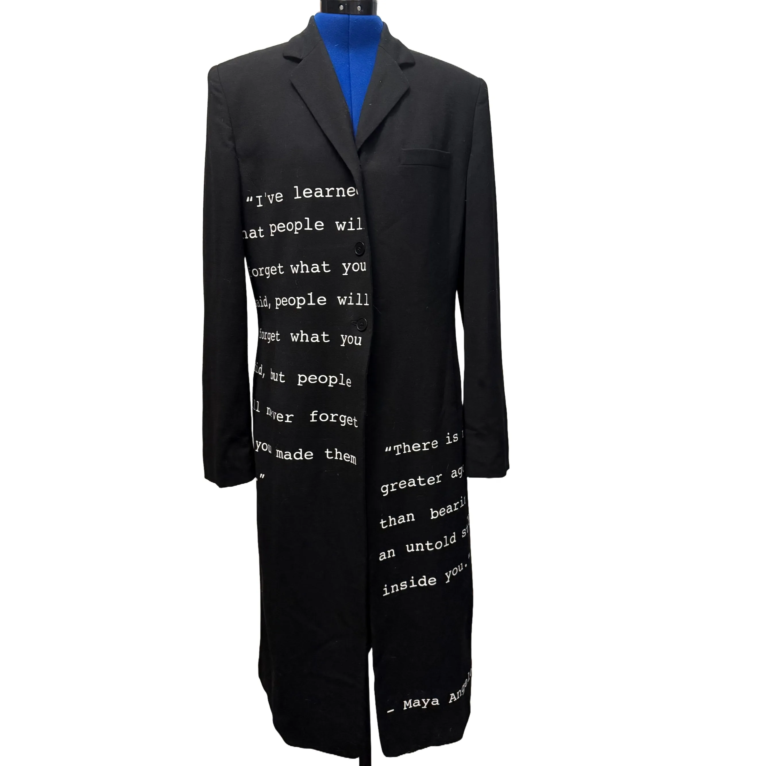 Maya Angelou Wool Quote Coat