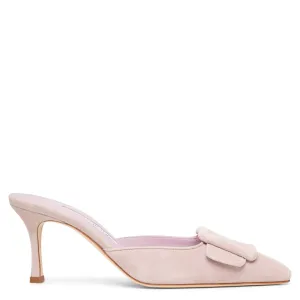 Maysale 70 light pink suede mules