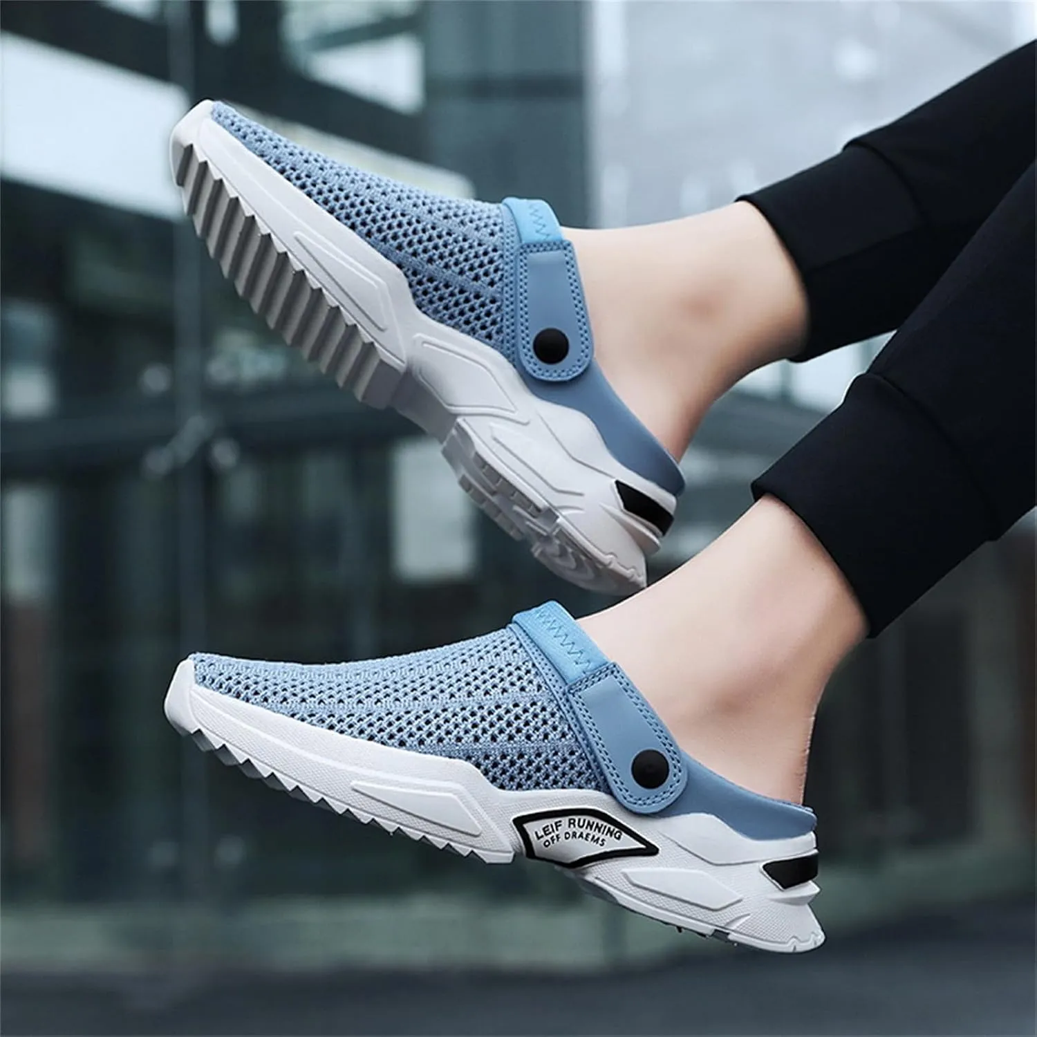 Men s orthopedic hollow-out summer sandals，Thick Sole Slip-On Knitted Clogs，Breathable Knitted Mesh Sandals with Arch Support