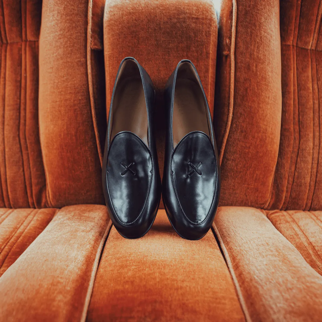 Men's Black Leather Milano Loafer From Del Toro Shoes