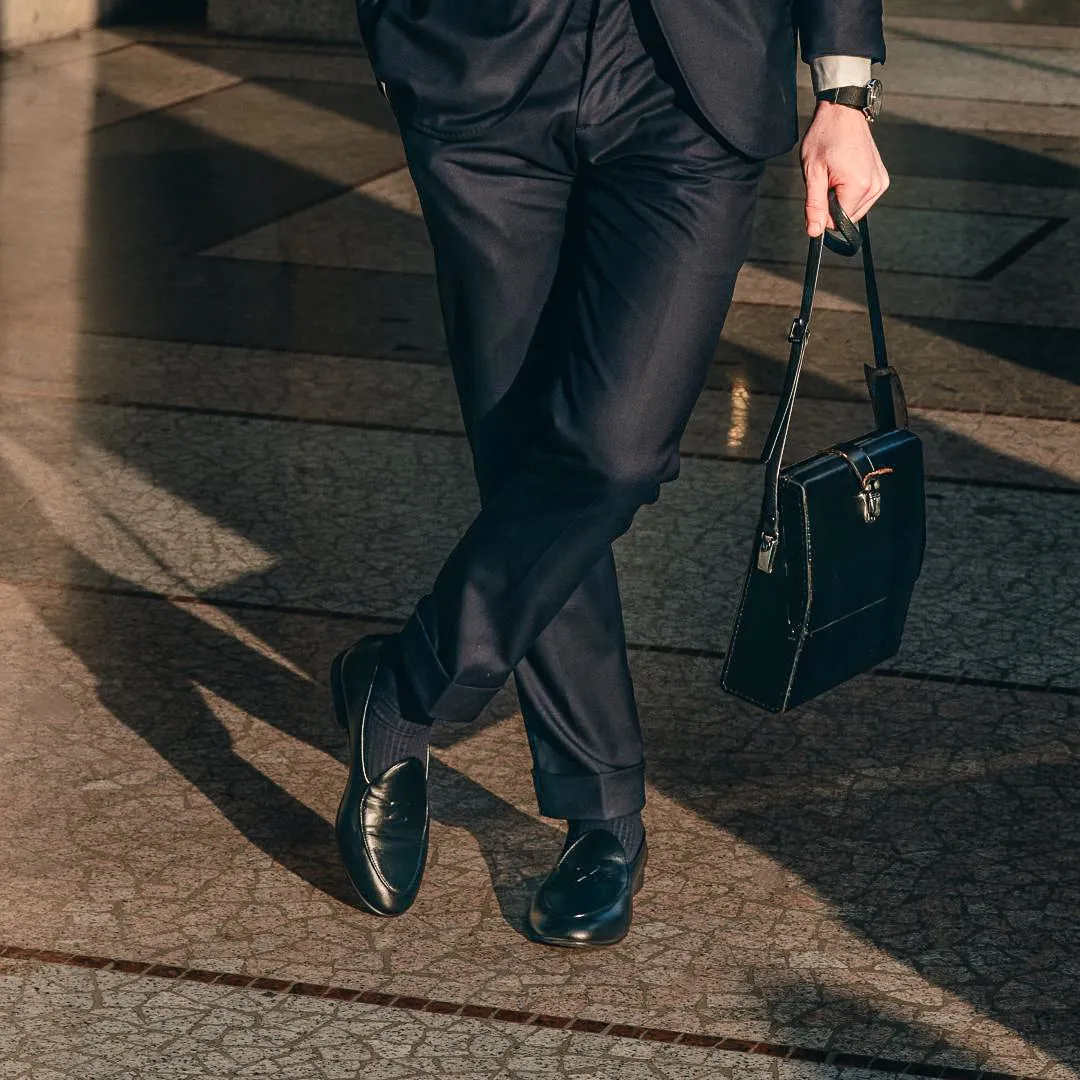 Men's Black Leather Milano Loafer From Del Toro Shoes