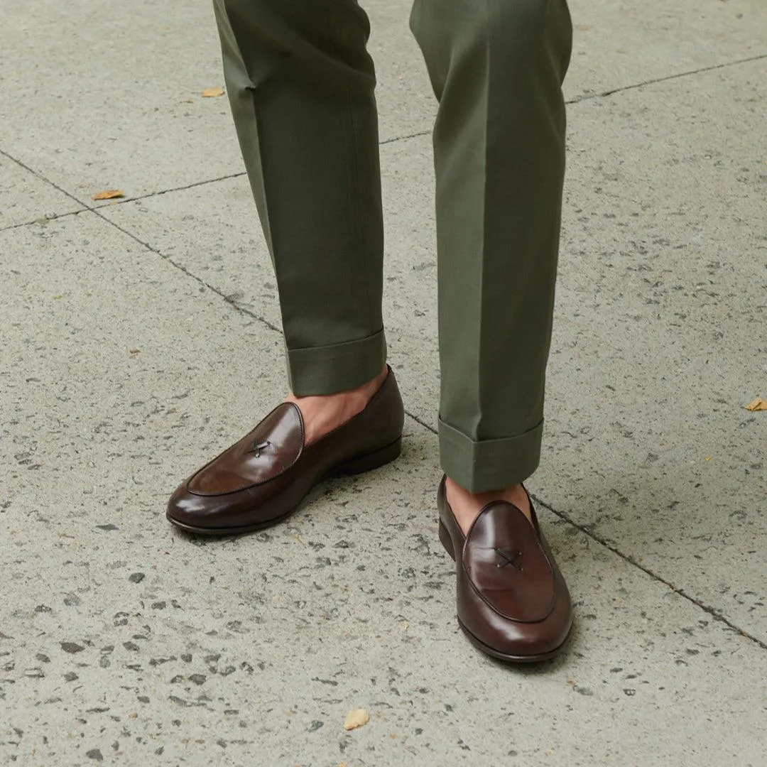Men's Brown Leather Milano Loafer From Del Toro Shoes