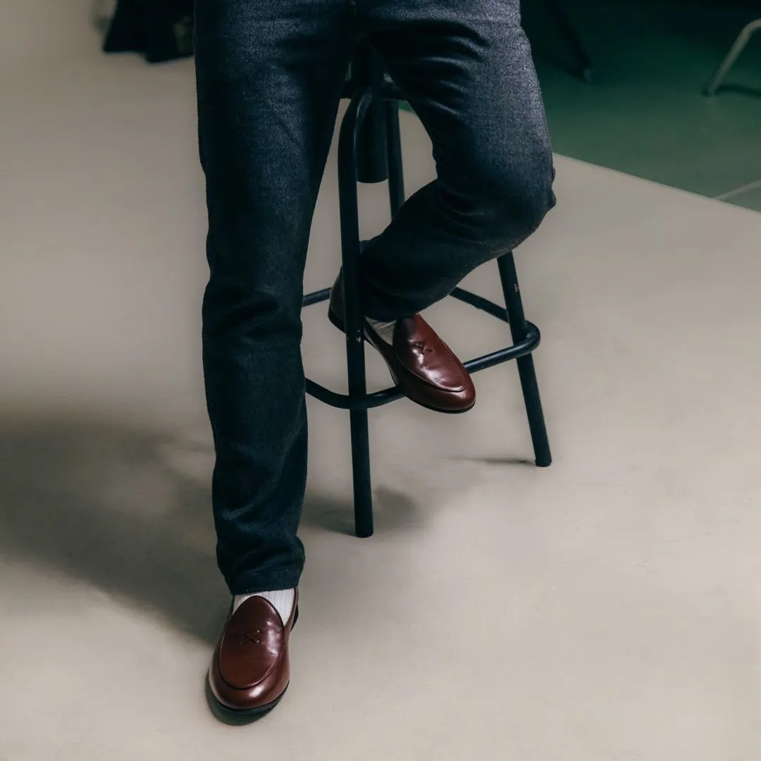 Men's Brown Leather Milano Loafer From Del Toro Shoes