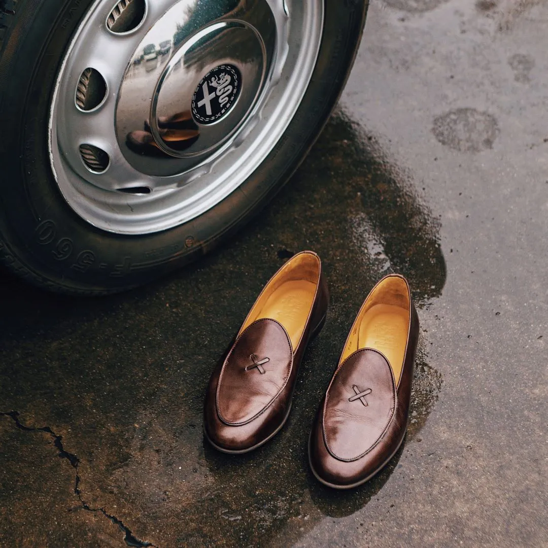 Men's Brown Leather Milano Loafer From Del Toro Shoes
