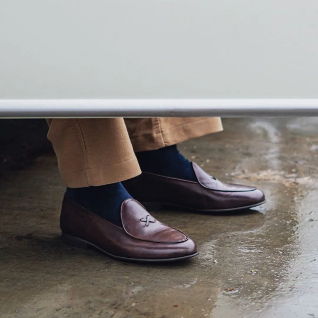Men's Brown Leather Milano Loafer From Del Toro Shoes