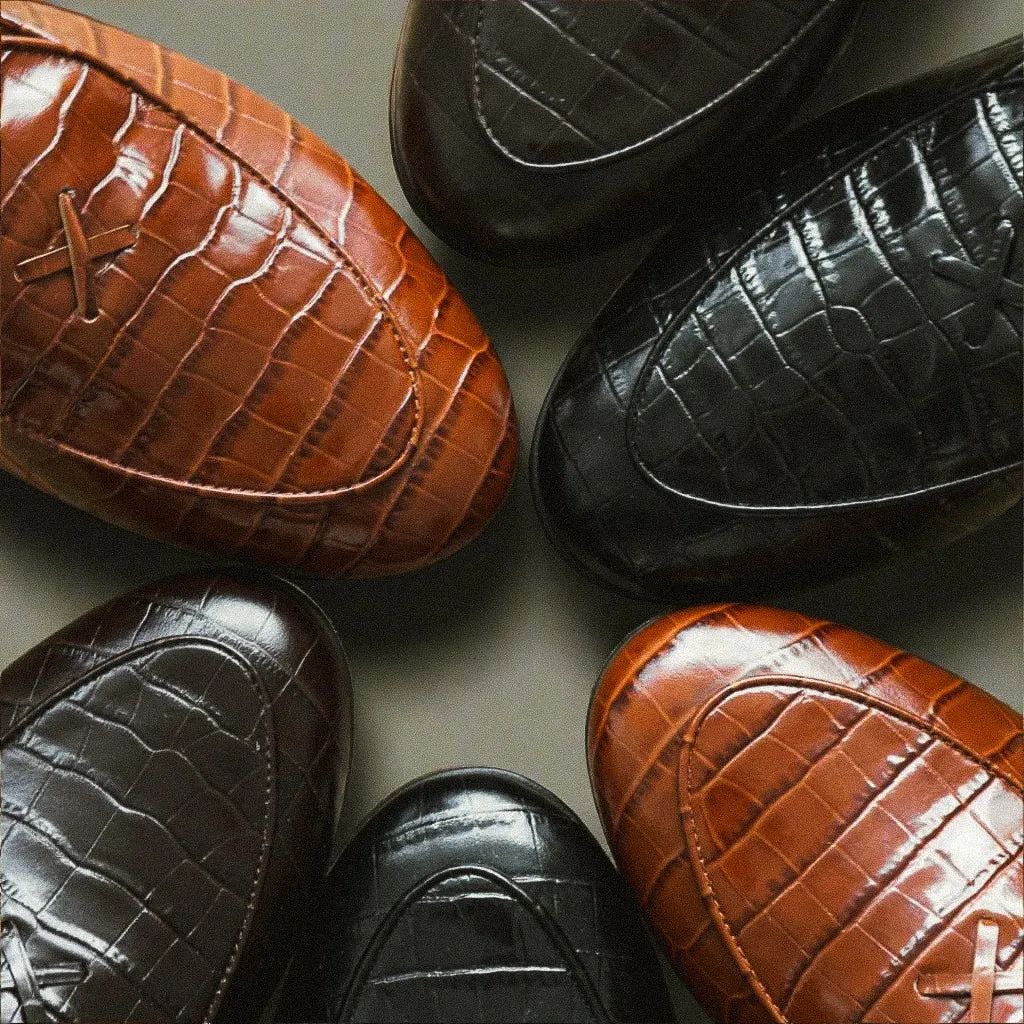 Men's Cognac Full Croc Milano Loafer From Del Toro Shoes