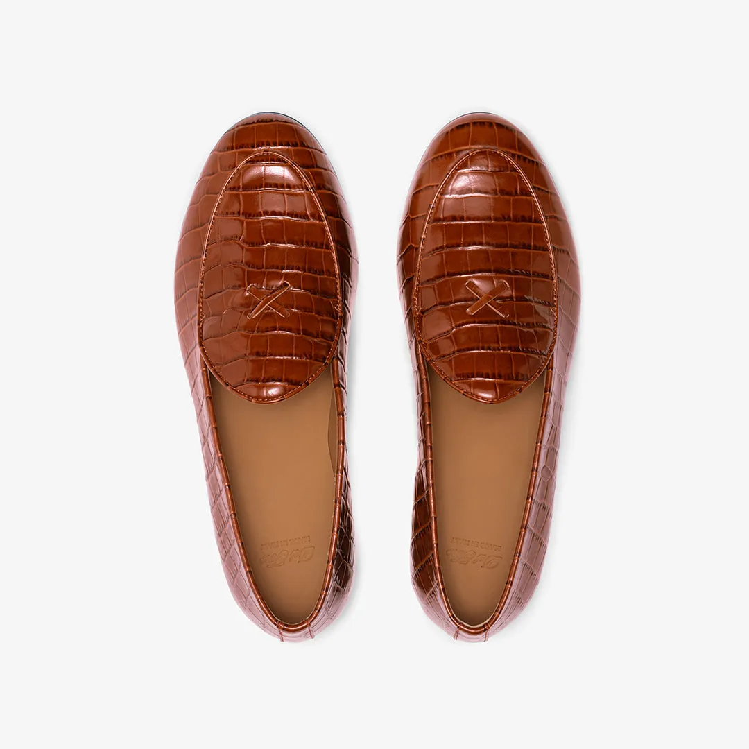 Men's Cognac Full Croc Milano Loafer From Del Toro Shoes