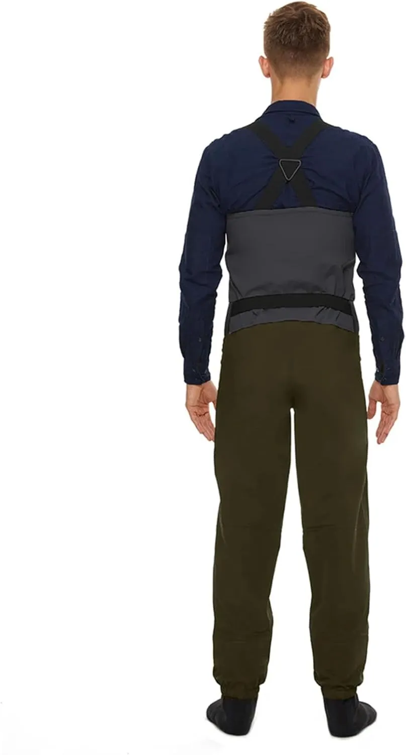 Men's Durable Fishing Waders - Layered Fabric with Integrated Sock Design