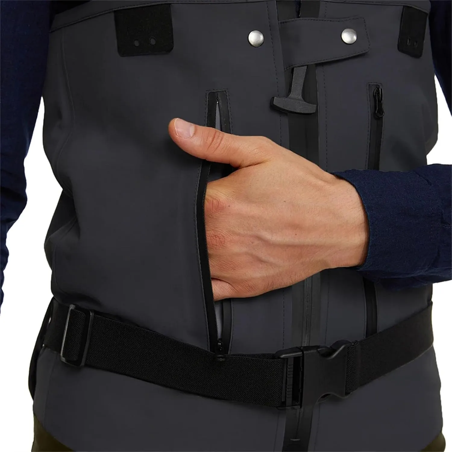 Men's Durable Fishing Waders - Layered Fabric with Integrated Sock Design