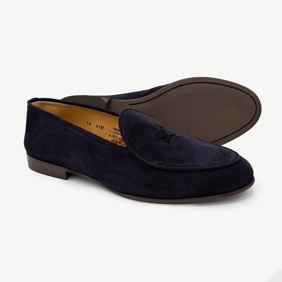 Men's Navy Suede Milano Loafer From Del Toro Shoes