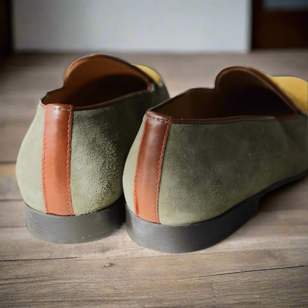 Men's Olive Textured Tan Milano Loafer From Del Toro Shoes