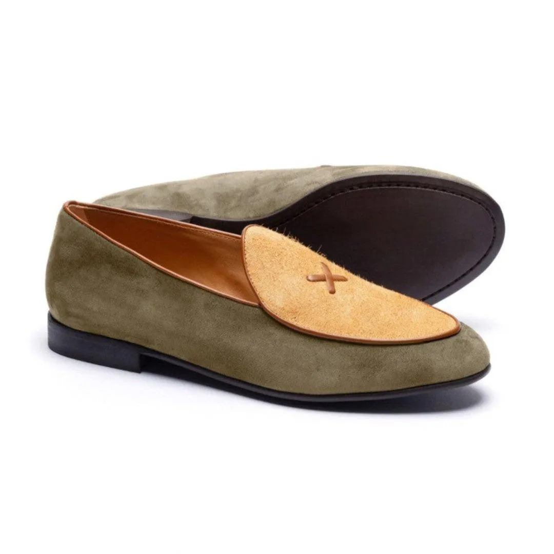 Men's Olive Textured Tan Milano Loafer From Del Toro Shoes