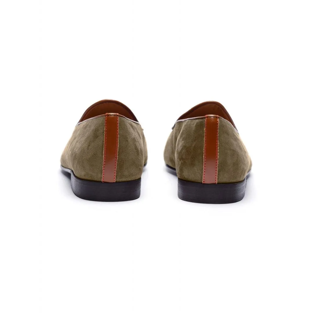 Men's Olive Textured Tan Milano Loafer From Del Toro Shoes