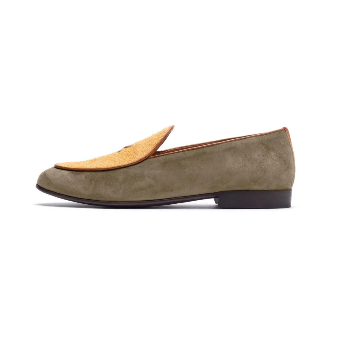 Men's Olive Textured Tan Milano Loafer From Del Toro Shoes
