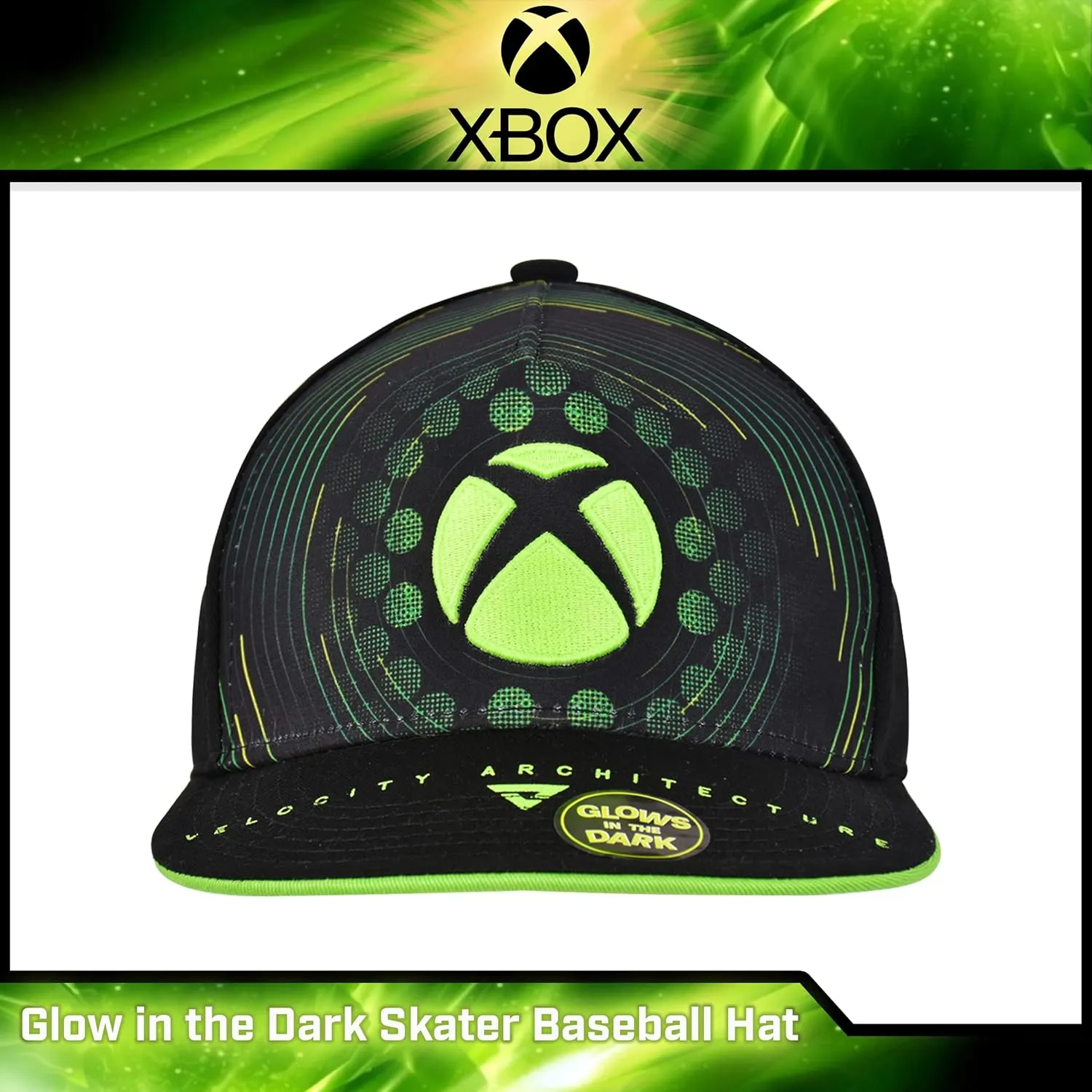 Microsoft Xbox Baseball Hat, Adult Snapback Cap with Flat Brim
