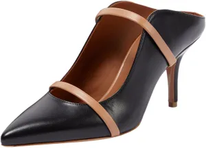 miss left Women Closed Pointed Toe Double Straps Mules Slip On Mid Heels Slide Sandals Party Prom Chic Shoes Size 4-16 US