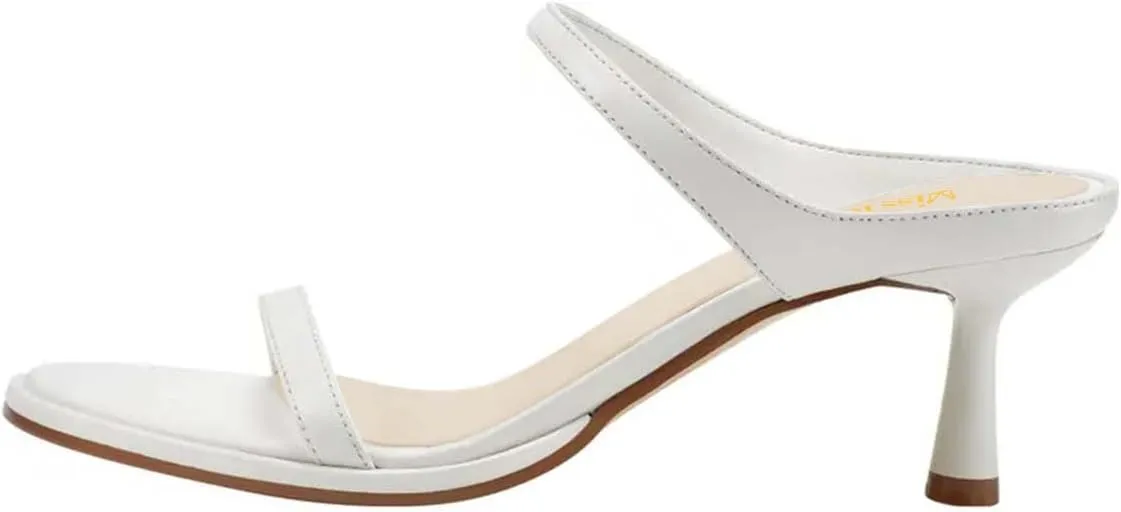 miss left Womens Classy Round Open Toe Two Straps Mules Backless Slip On Mid Thin Heel Sandals Comfort Dating Lightweight Shoes Size 4-16 US