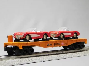 MTH RAILKING Milwaukee Road Flat CAR W/Chevy CORVETTES 30-76875