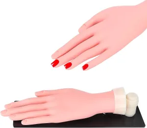 Nail Practice Model, Hand Manicure Mannequin Silicone Trainer Hand Practice Hand Soft Fake Hand Starter Training Nail Art Practice Hand Practice Finger Model for Nail Training