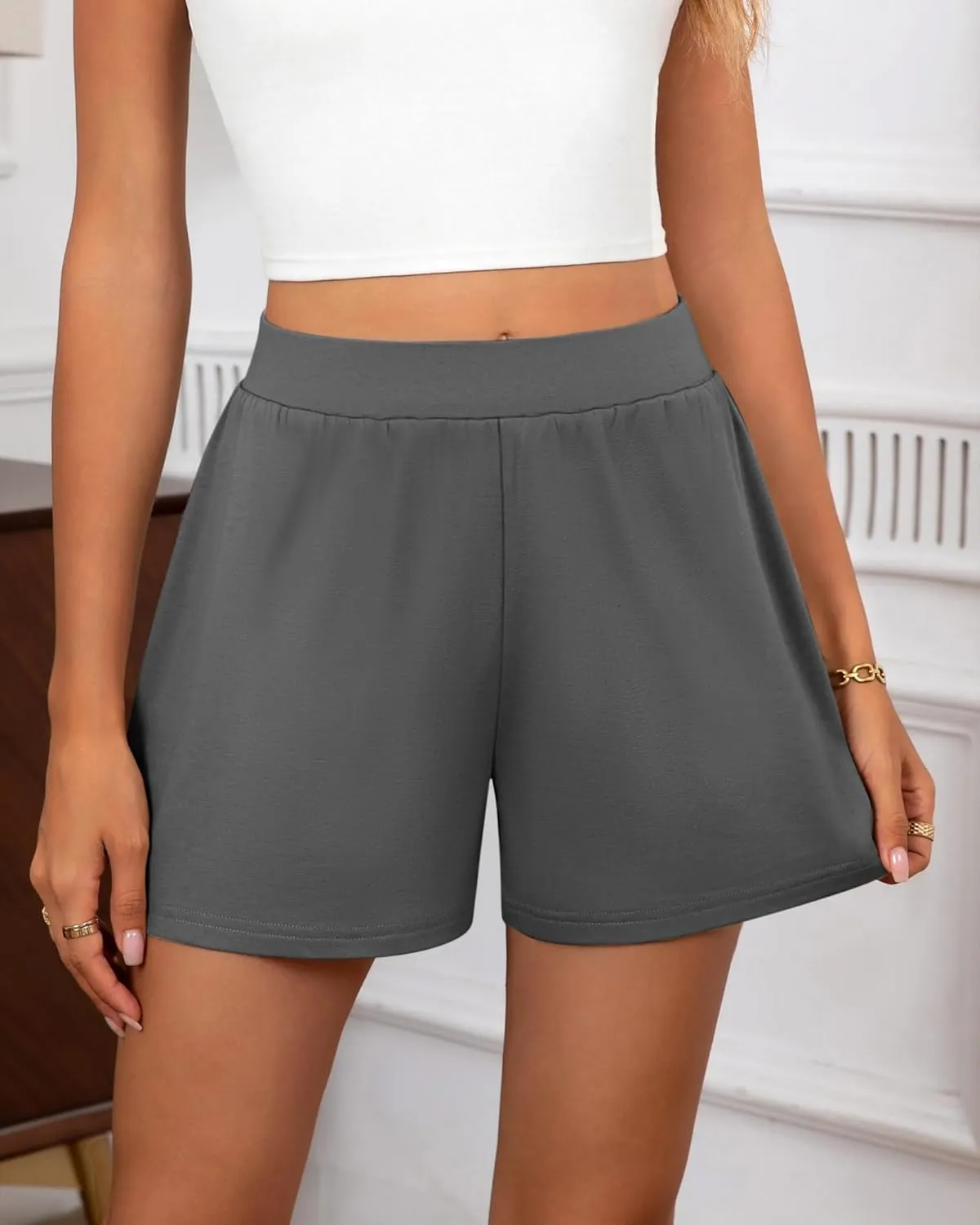 Neer 3 Pack Soft Casual Shorts for Women, Lounge Shorts Comfy Elastic Waist Bottoms for Summer Walking Gym Sleep Indoor