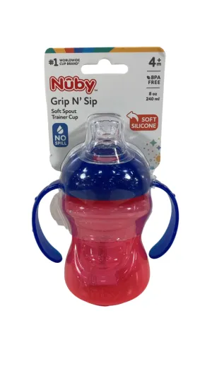 Nuby No-Spill Soft Spout Grip N' Sip Trainer Cup,Pink