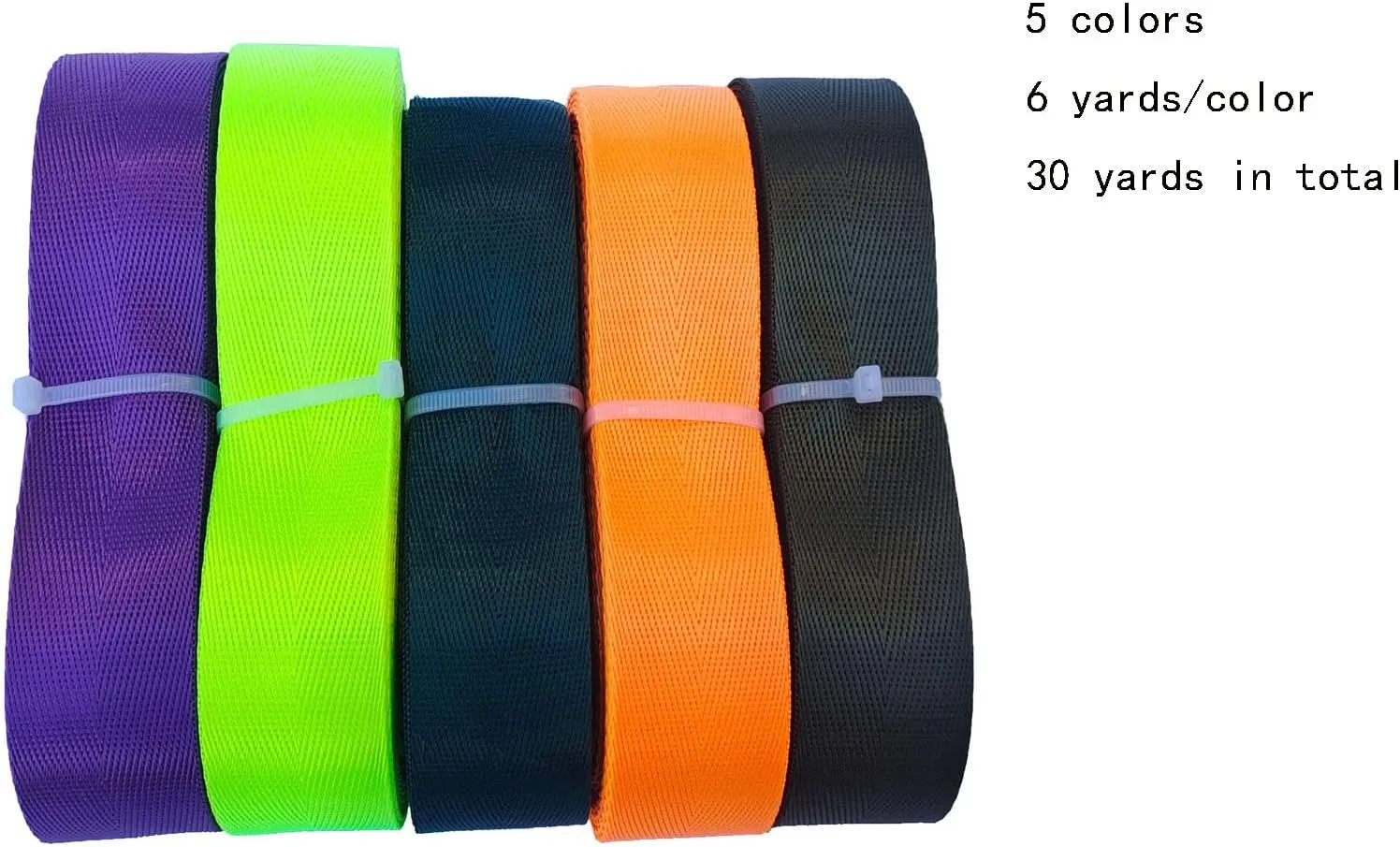 Nylon Webbing 1 Inch 1.5 Inch Durable Flat Nylon Strap Belt Mixed Color for Backpack,Cargo Strap,Pet Leash or Collar,Gardening,Craft