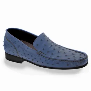 Obeeze Handmade Blue Ostrich Leather Loafer