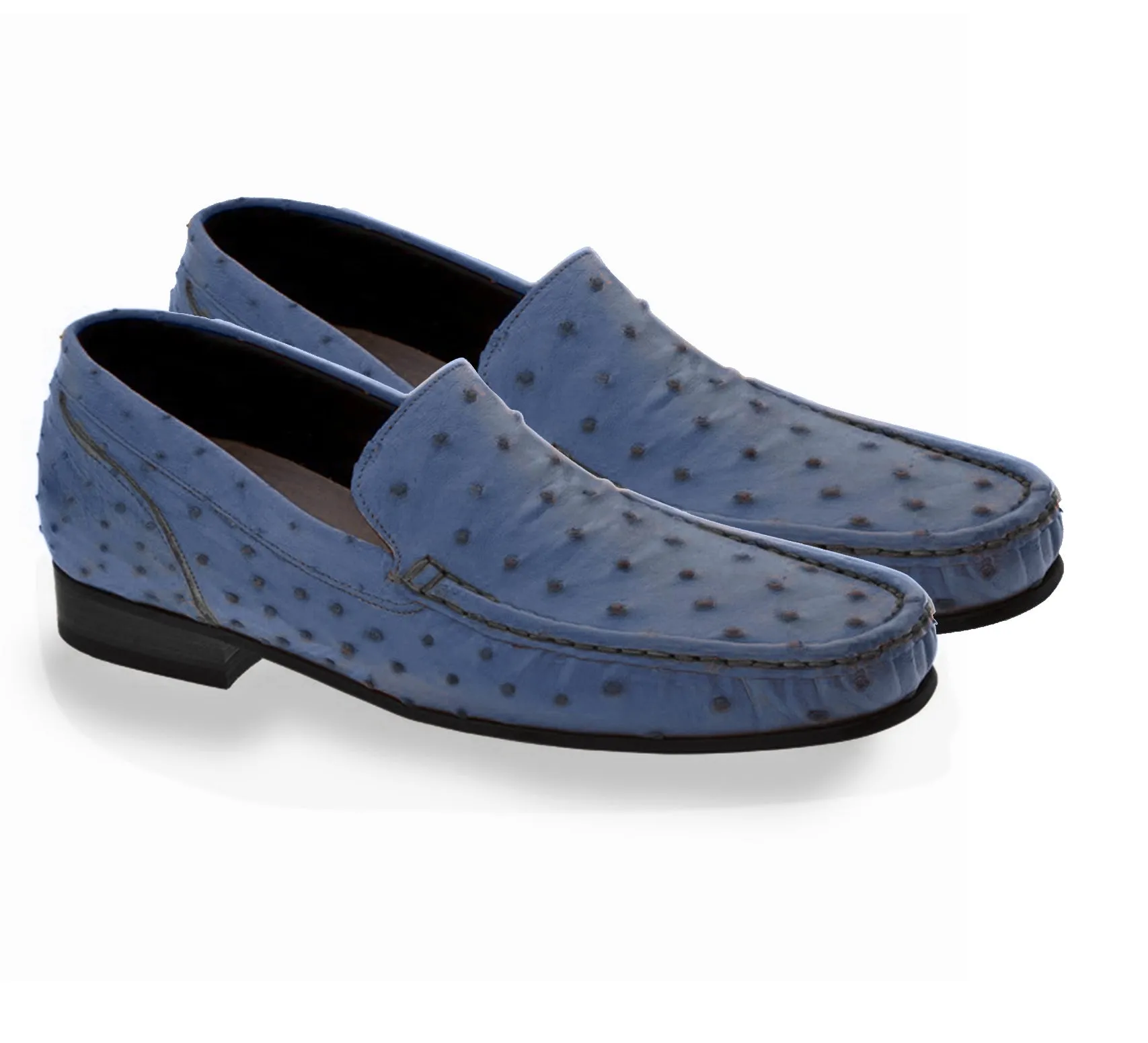 Obeeze Handmade Blue Ostrich Leather Loafer