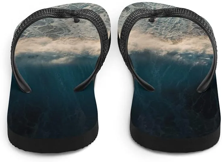 Ocean Waves Photo Flops - Ocean Surf Unisex Mens Womens Flip Flops for Beach Pool Shower