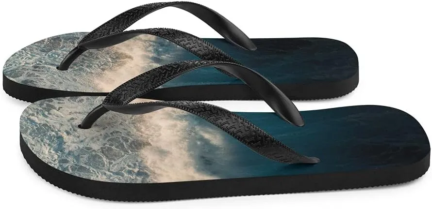Ocean Waves Photo Flops - Ocean Surf Unisex Mens Womens Flip Flops for Beach Pool Shower