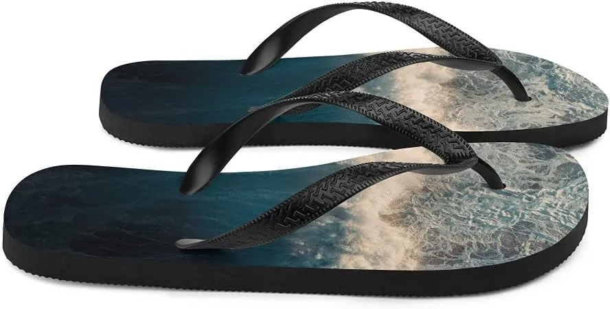 Ocean Waves Photo Flops - Ocean Surf Unisex Mens Womens Flip Flops for Beach Pool Shower